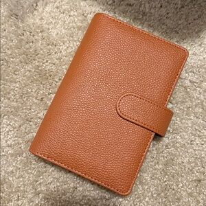 A6 Personal Binder Brown Pebbled Leather Wallet/Planner